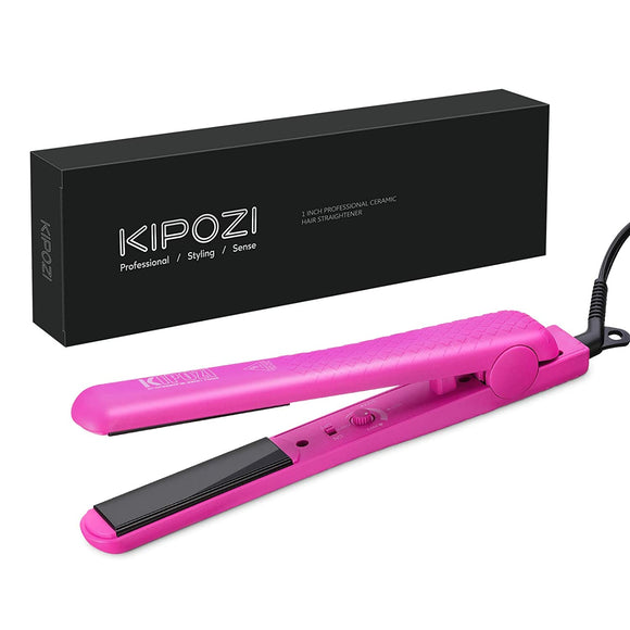 KIPOZI 1 Inch Hair straightener Ceramic Flat Iron for Hair with Adjustable Temp Straightens and Curls All Hair Types, Dual voltage